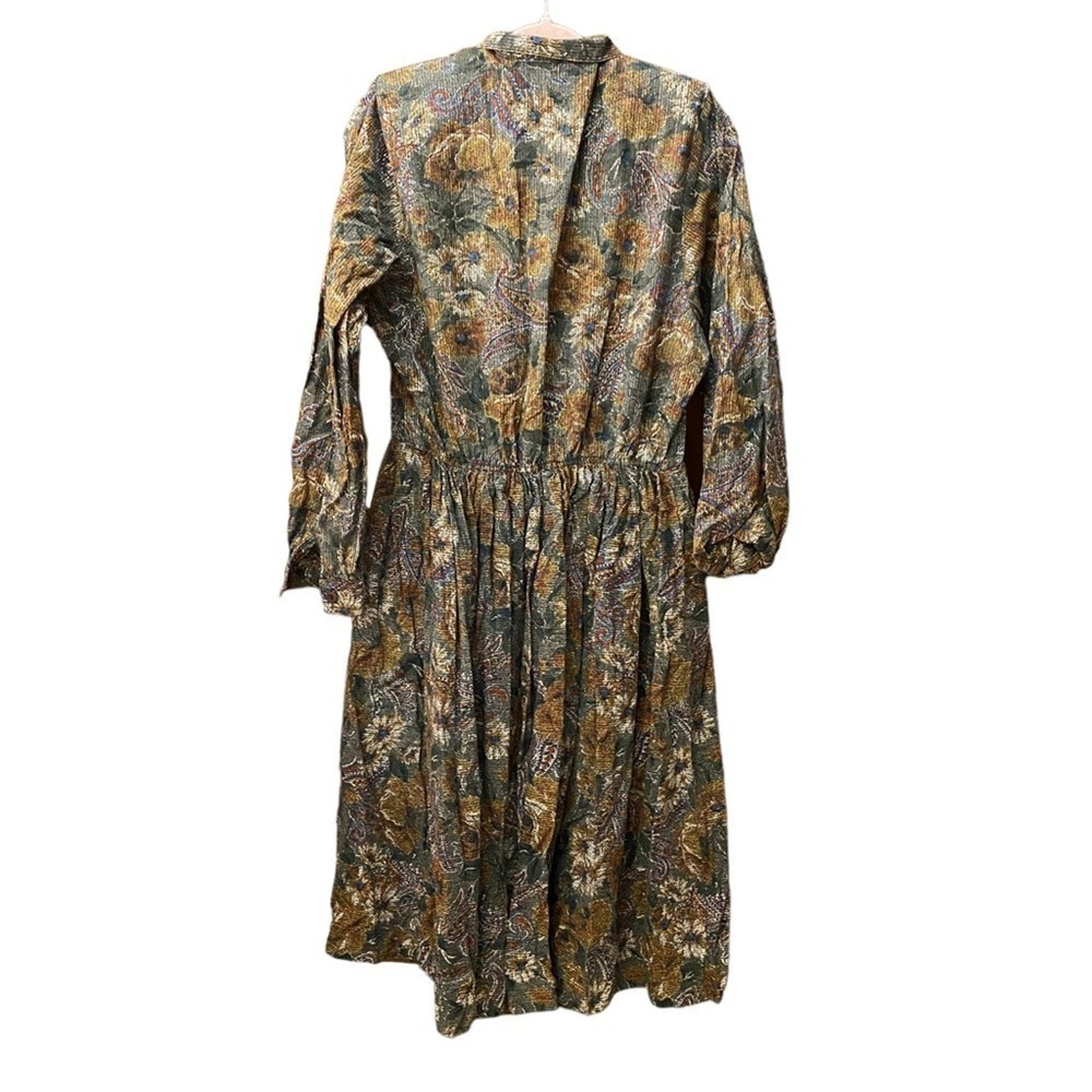 Vintage Howard Wolf Abstract Floral Button Down Dress 80s designer size 12 - Picture 2 of 9